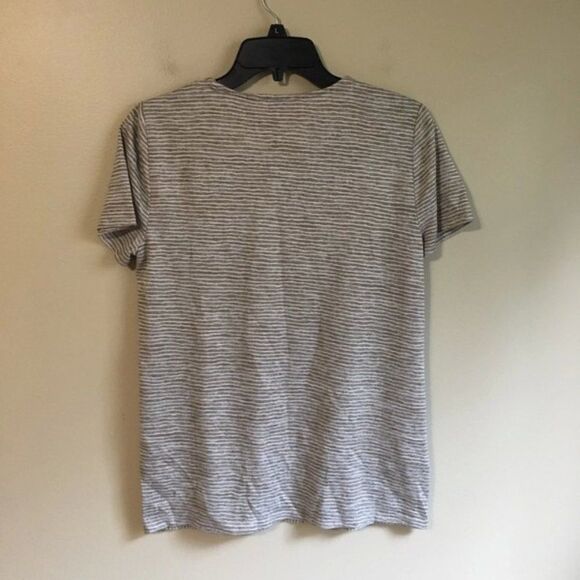 Chico's size 0 striped green short sleeved top - Picture 2 of 4